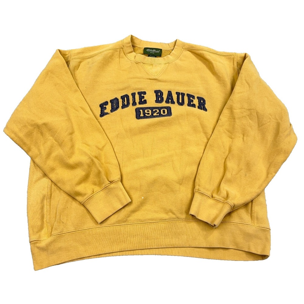 Vintage Y2K ddie Bauer Sweatshirt Men Large Crewneck Sweater Heavy Yellow Adult